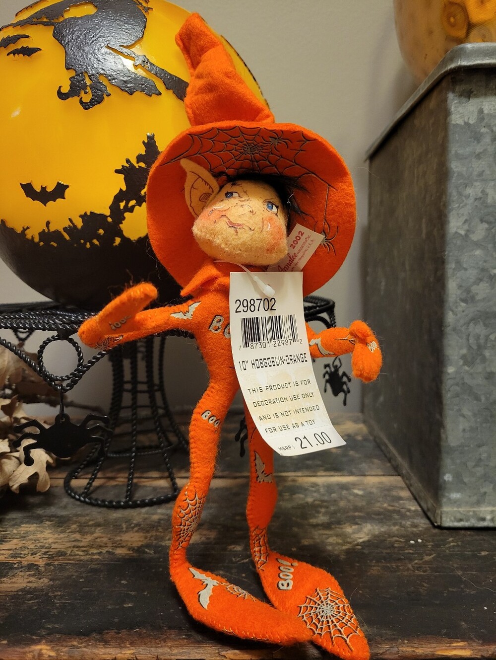 Vintage With Tags Annalee 10" Hobgoblin Orange